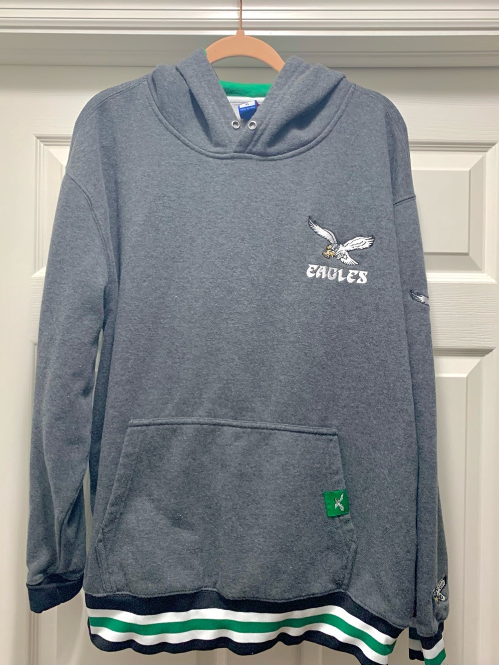 NFL Gray Eagles Crewneck Hoodie with Green Trim